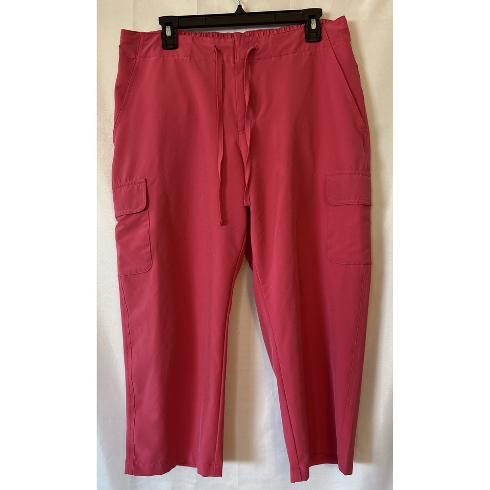 Jockey Sport Pants Women's Large Rose Capri Drawstring Hiking Nature Outdoor Mom